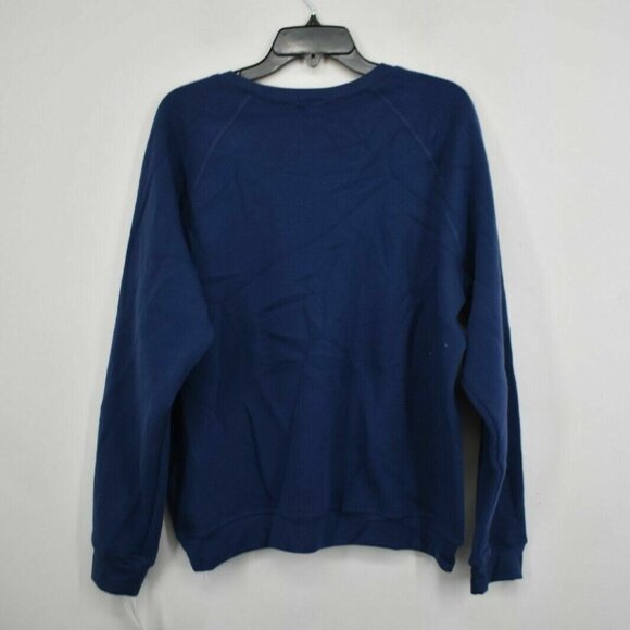 PST Womens Navy Blue Crewneck Long Sleeves Gym Buddy Reversible Sweater - Picture 2 of 4